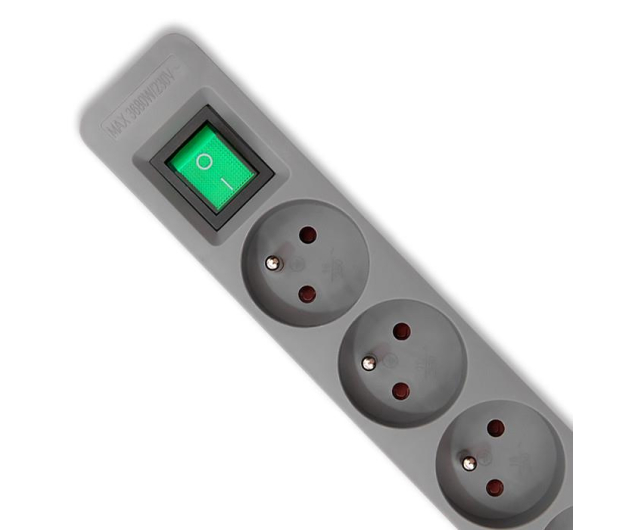 Qoltec Listwa zasilająca - 5 gniazd, 1.8m, szary - 1122519 - zdjęcie 3
